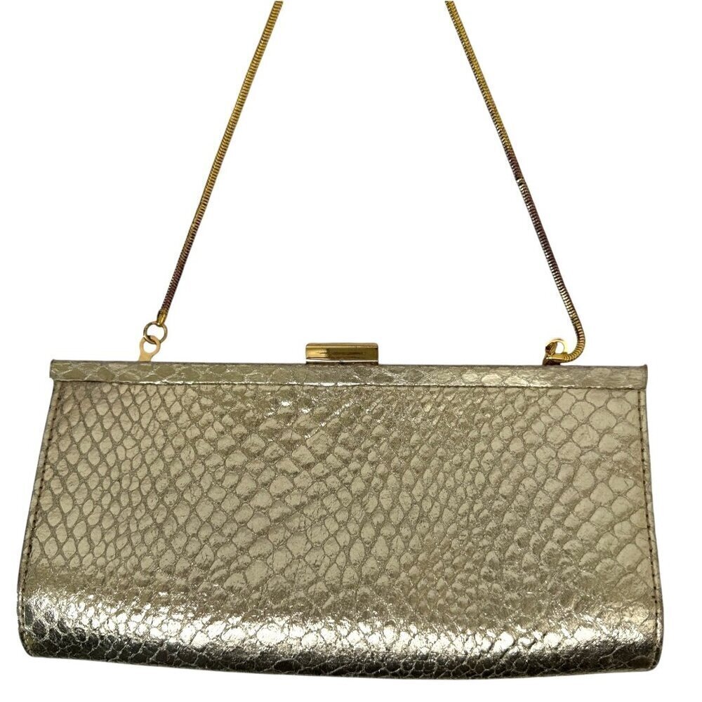 STEVE MADDEN Evening Bag Gold Tone with Chain Clutch Handbag